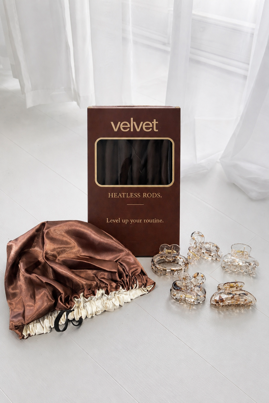 Satin heatless rods curl kit